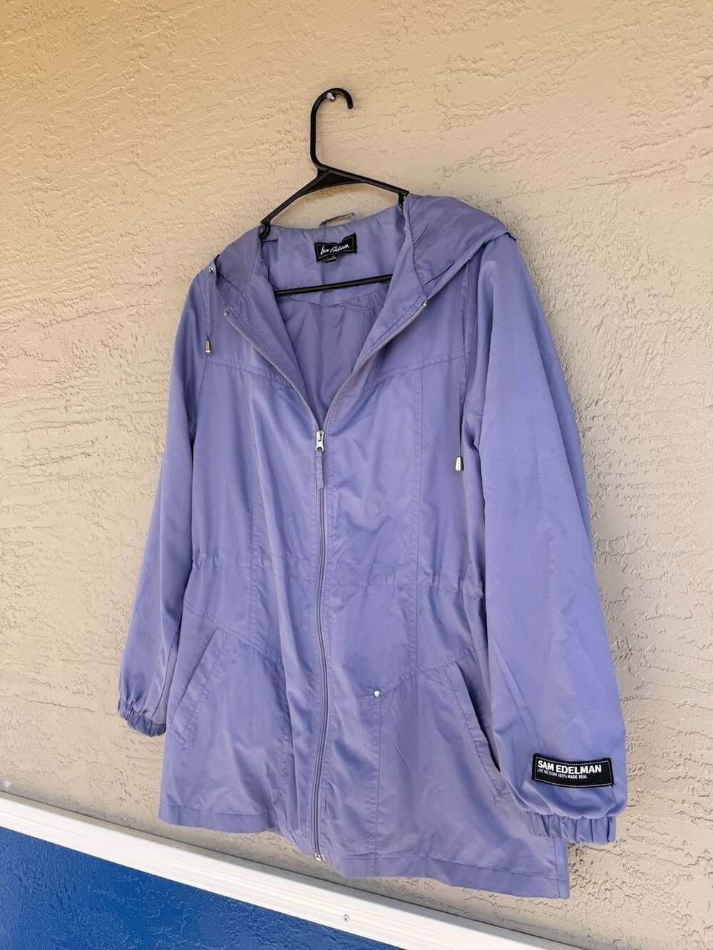 Sam Edelman Hooded Windbreaker Jacket, Periwinkle Blue, Size S - Picture 2 of 5